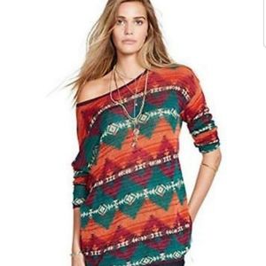 Denim&Supply Ralph Lauren.  Long sleeved 100% cotton, knit Aztec print blouse
